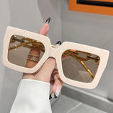 Square Frame Chain Decorated Sunglasses for Men and Women Fashion Retro Large Frame Sunglasses Sunglasses Sport